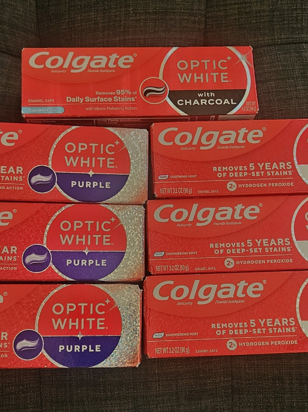 Optic White Toothpaste Bundle - Red and Purple (ALL 7) 6 EXP 2028 1 EXP 2027